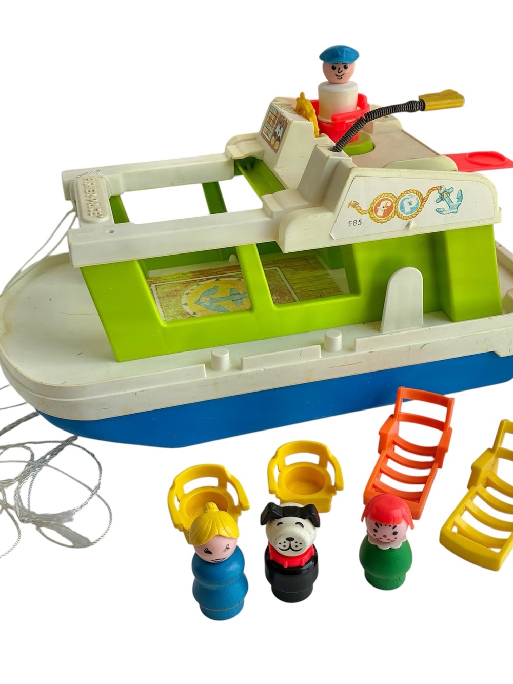 Vintage 1972 Fisher Price Little People #985  Family Happy Houseboat
